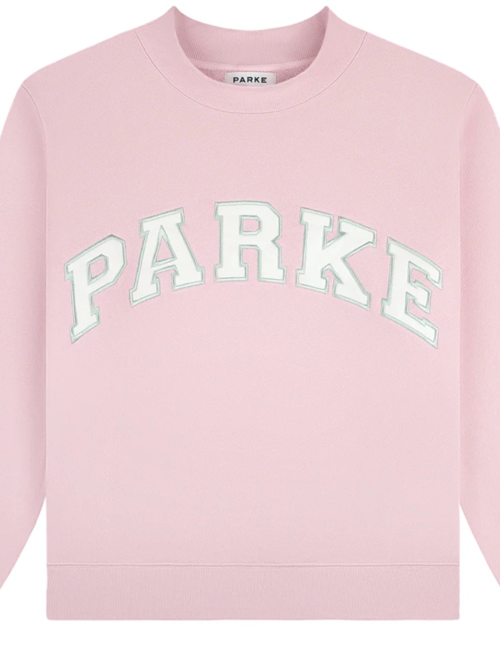 Parke Pastel Pink Crewneck Sweatshirt with Arched Logo